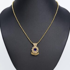 🌸 Premium Gold Plated Nilavilakku Stone Pendant Necklace 🌸