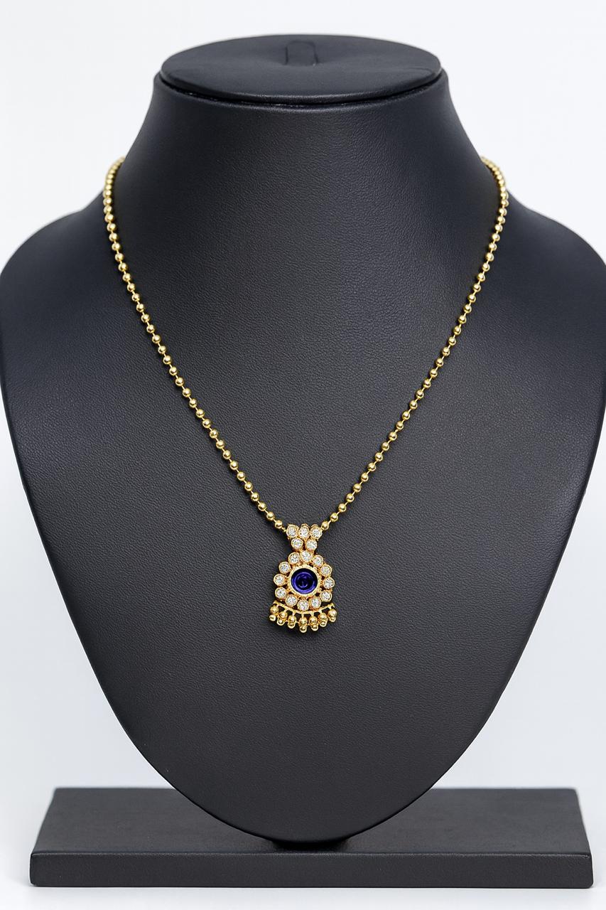 🌸 Premium Gold Plated Nilavilakku Stone Pendant Necklace 🌸